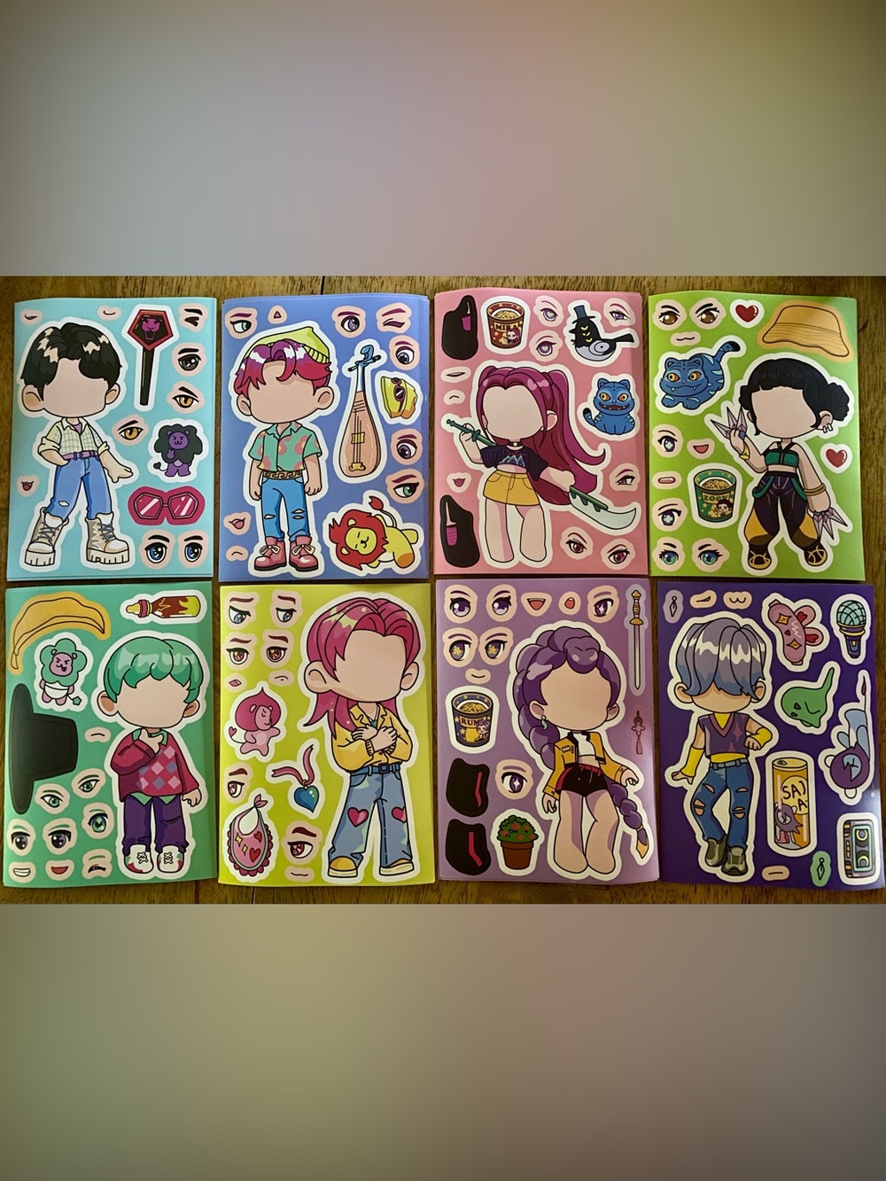 Make-A-Face Cartoon Demon Hunter Sticker Pack, 24 Sheets for Teen Boy/Girl